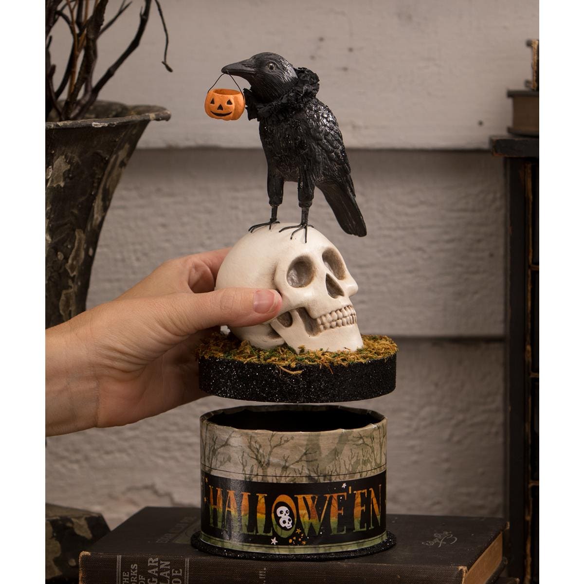 Crow and Skull on Box - Halloween