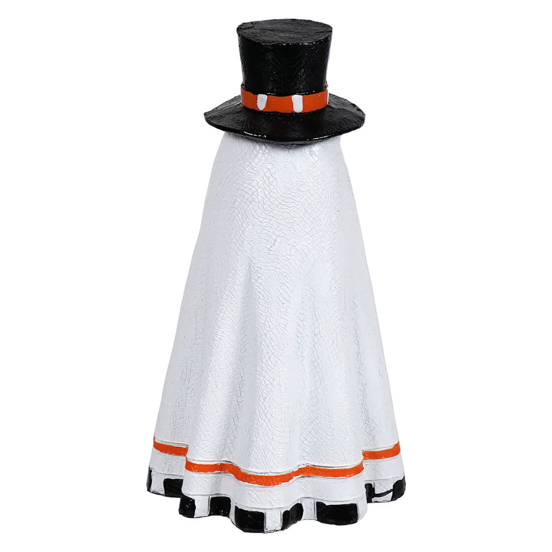 Cute ghost holding boo sign figurine with black top hat and orange trim from vintage halloween ghost figures decor ornaments