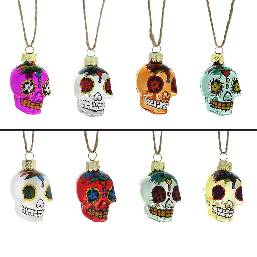 Dia De Los Muertos Skull Ornaments Set/8