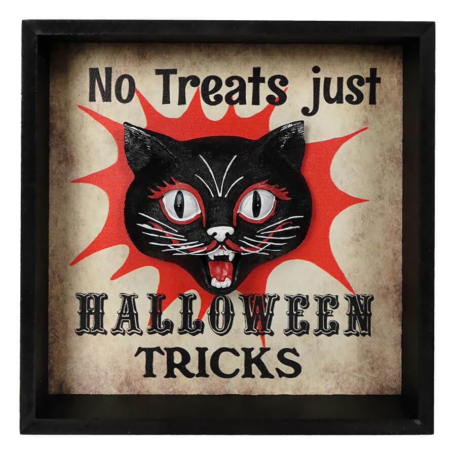 Dimensional Halloween Tricks Cat Block Decor