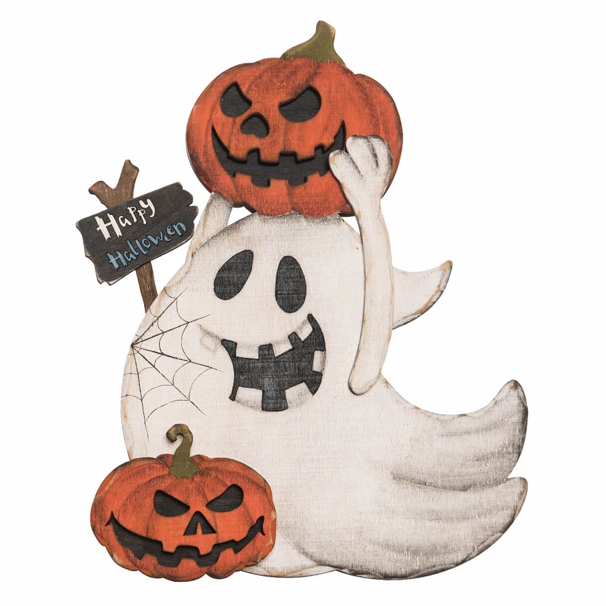 Dimensional Plywood Ghost & Jack-O-Lantern Decor - Halloween