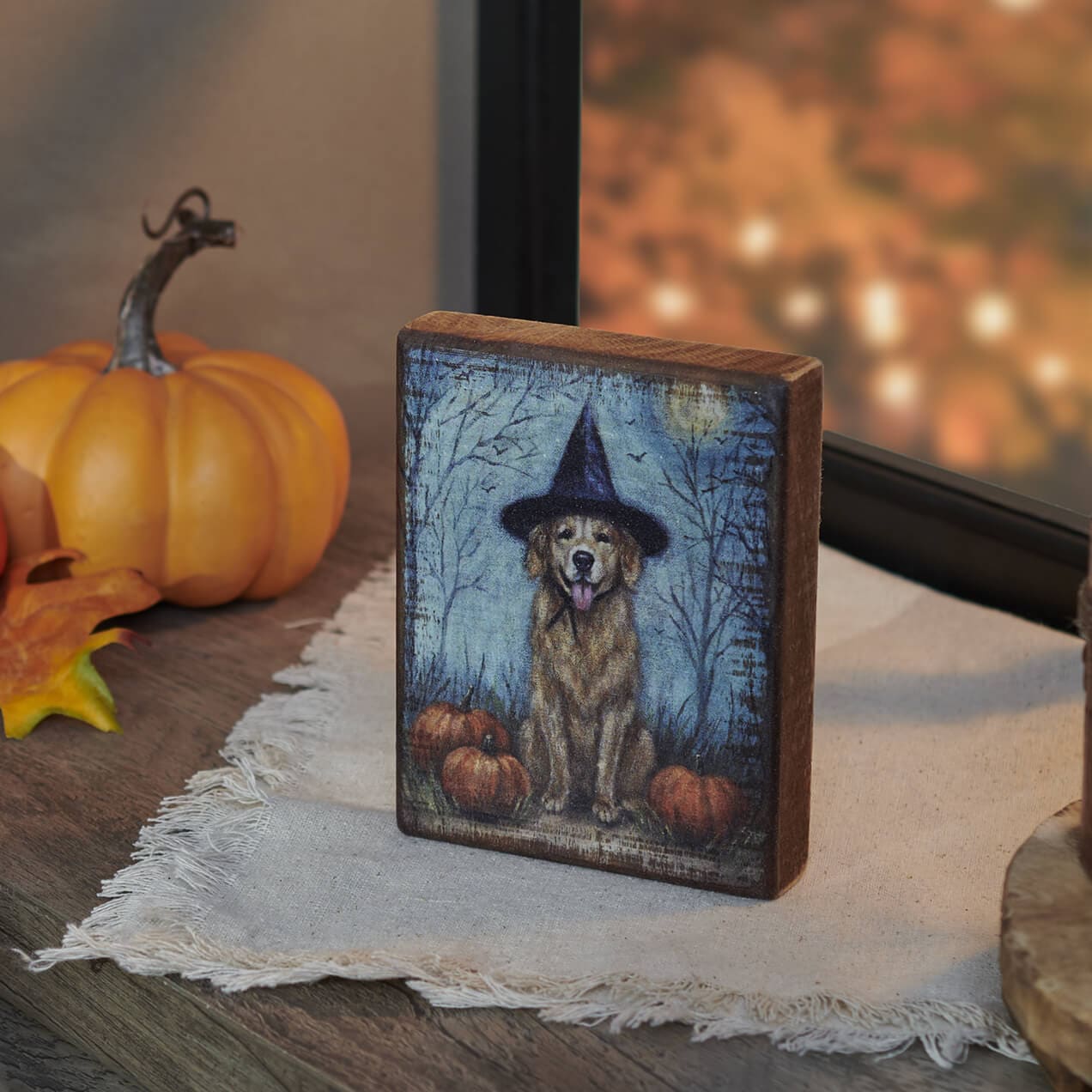 Dog As A Witch Block Sign - Halloween