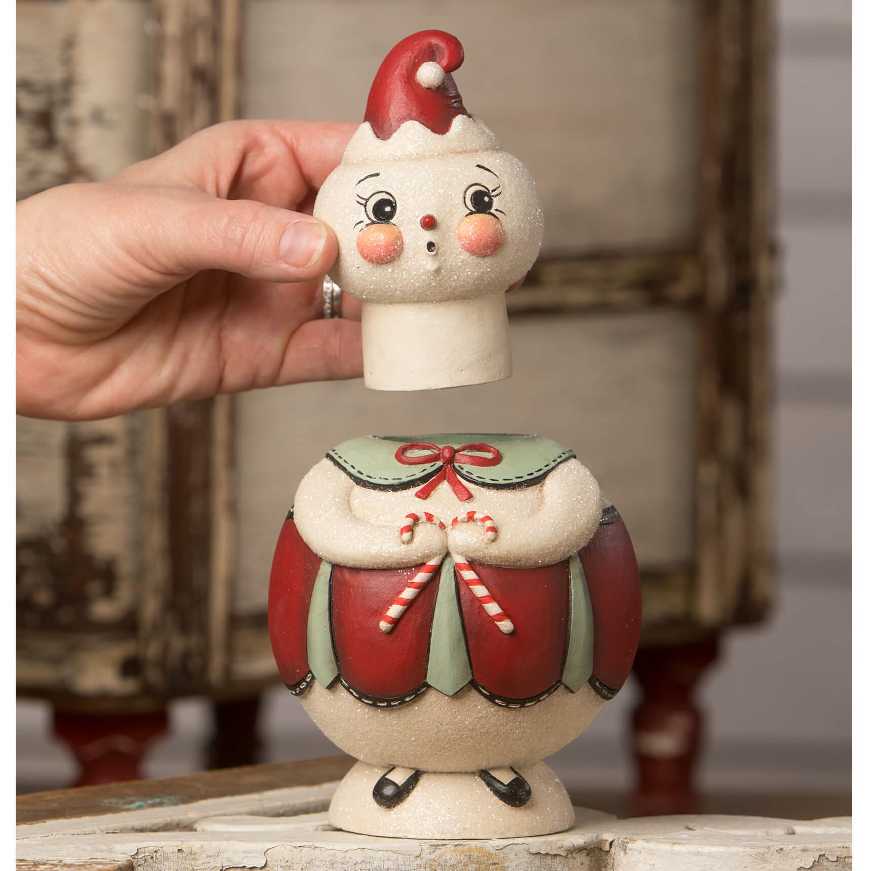 Double Cane Candice Jolly Jar - Christmas