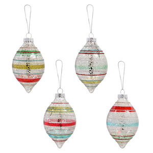 Early Years Glass Reflector Drop Boxed Ornaments Set/4