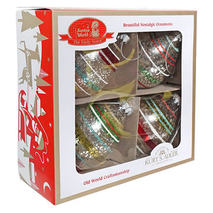 Early Years Glass Reflector Drop Boxed Ornaments Set/4