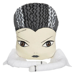 A plush edelweiss zombinaland decorative pillow featuring a stylized frankenstein head with black and white hair