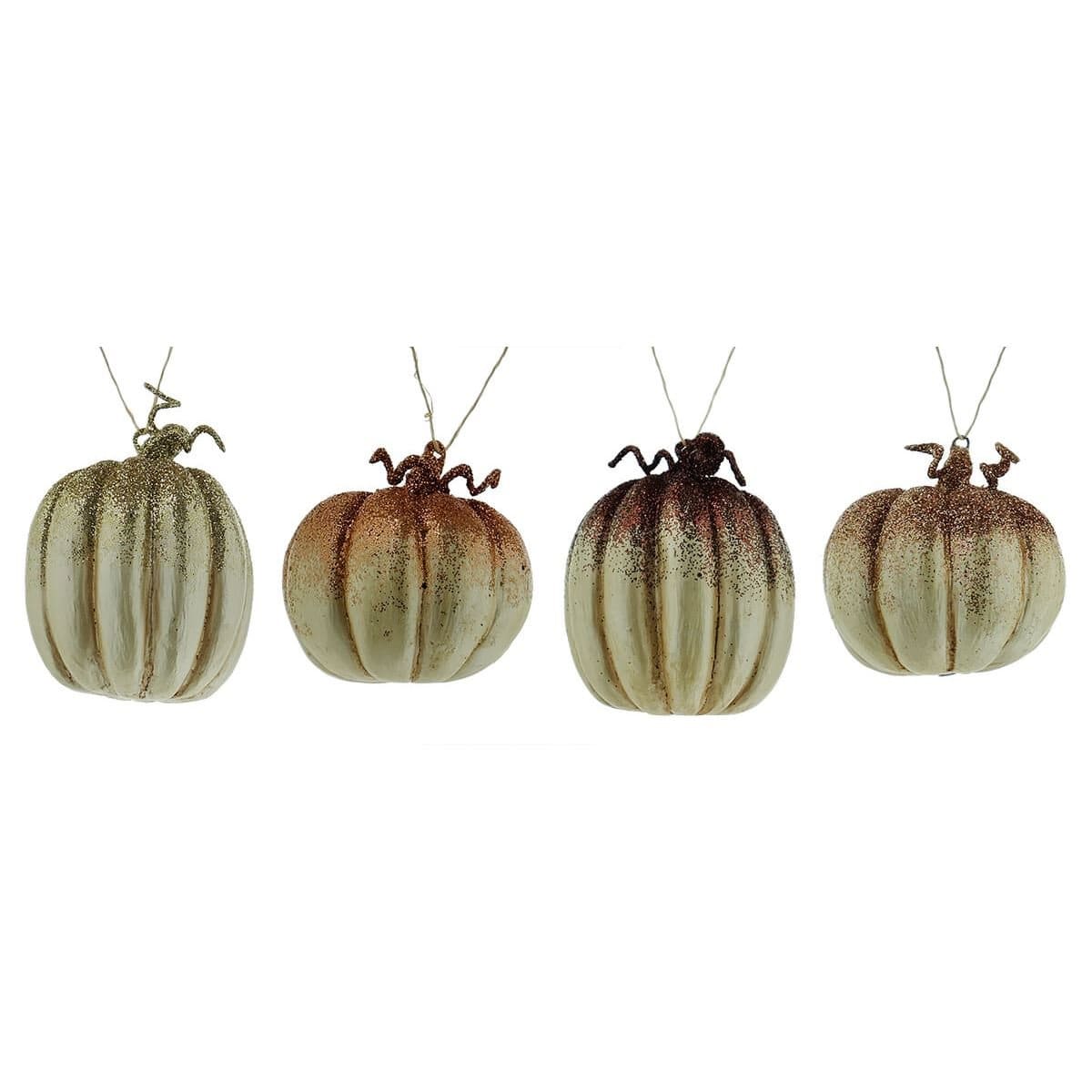 Elegant Fall Pumpkin Ornaments Set/4