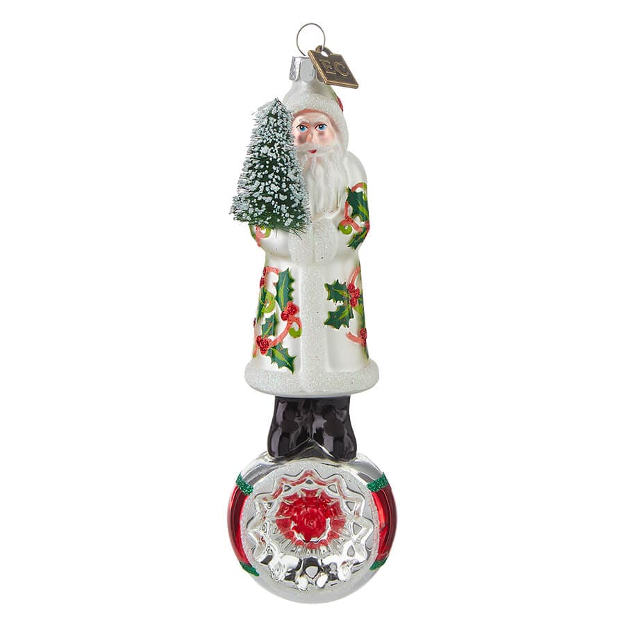 Elegant Holly Santa Ornament