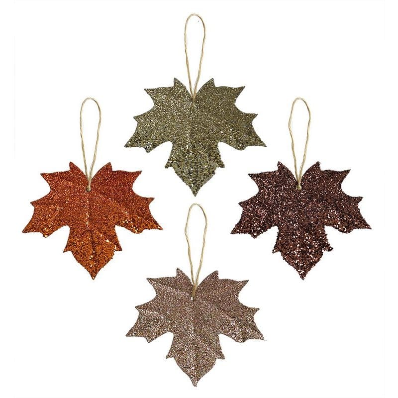 Elegant Leaf Ornaments Set/4