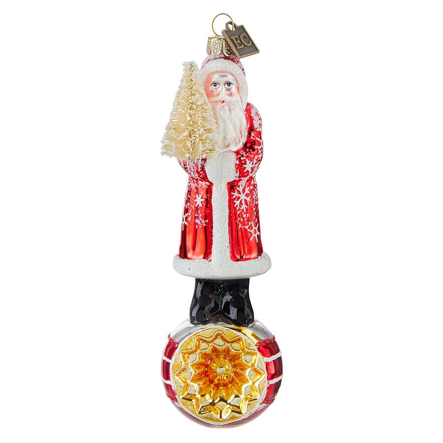 Elegant Snowflake Santa Ornament