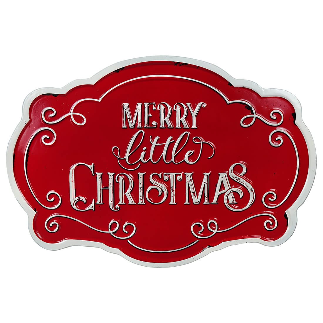 Embossed Metal Merry Little Christmas Sign