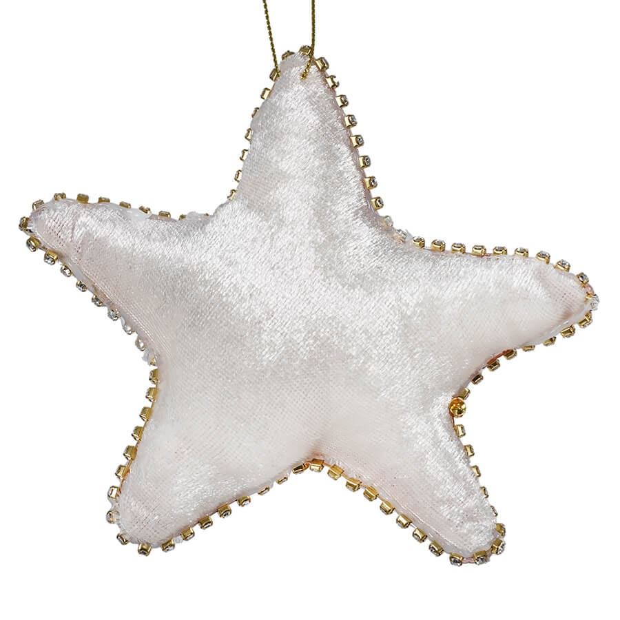 Fabric Beaded Pink & Gold Starfish - Ornaments