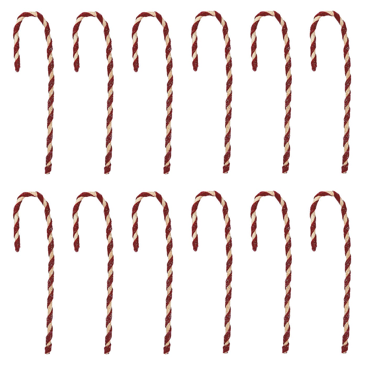 Fabric Candy Cane Ornaments Set/12