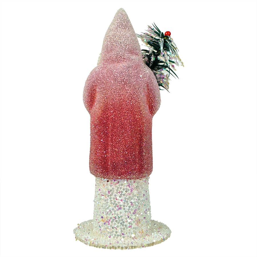 Faded Rose Beaded Santa with Tree