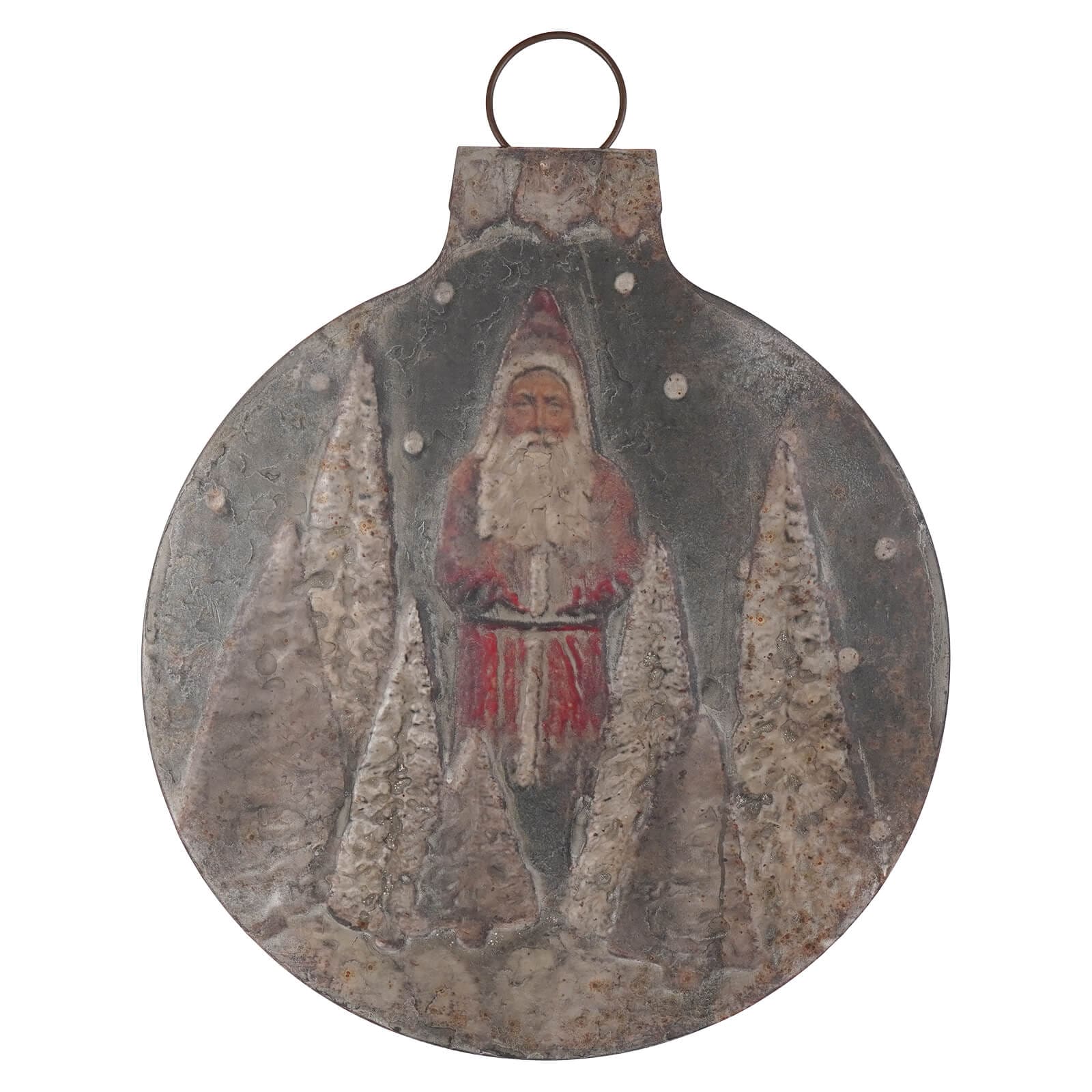Faded Santa on Ornament Hanging Sign - Christmas