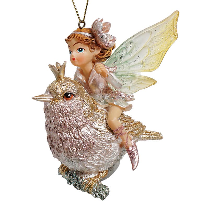 Fairy On Bird Ornament