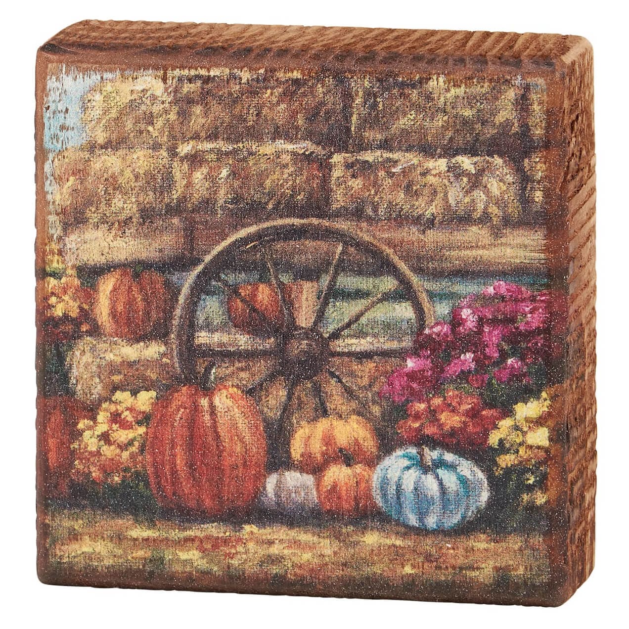 Fall Farm Wagon Block Sign - Thanksgiving