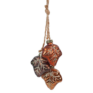 Fall Glass Maple Leaves Dangle Ornaments Set/3 - Ornaments