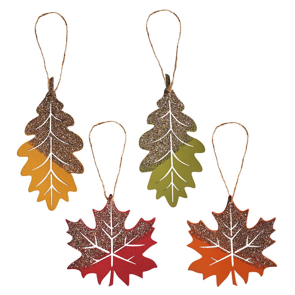 Fall Harvest Leaf Ornaments Set/4