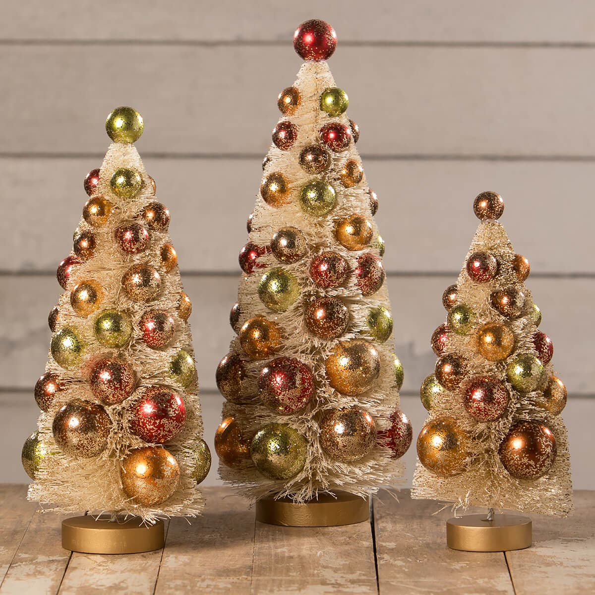 Fall Polka Dot Bottle Brush Trees Set/3 - Thanksgiving