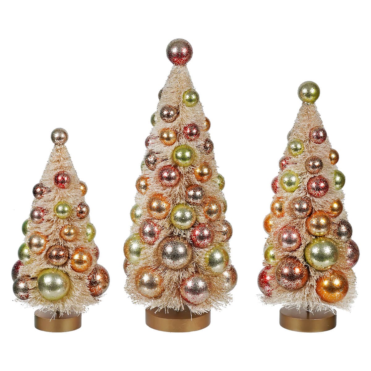 Fall Polka Dot Bottle Brush Trees Set/3 - Thanksgiving