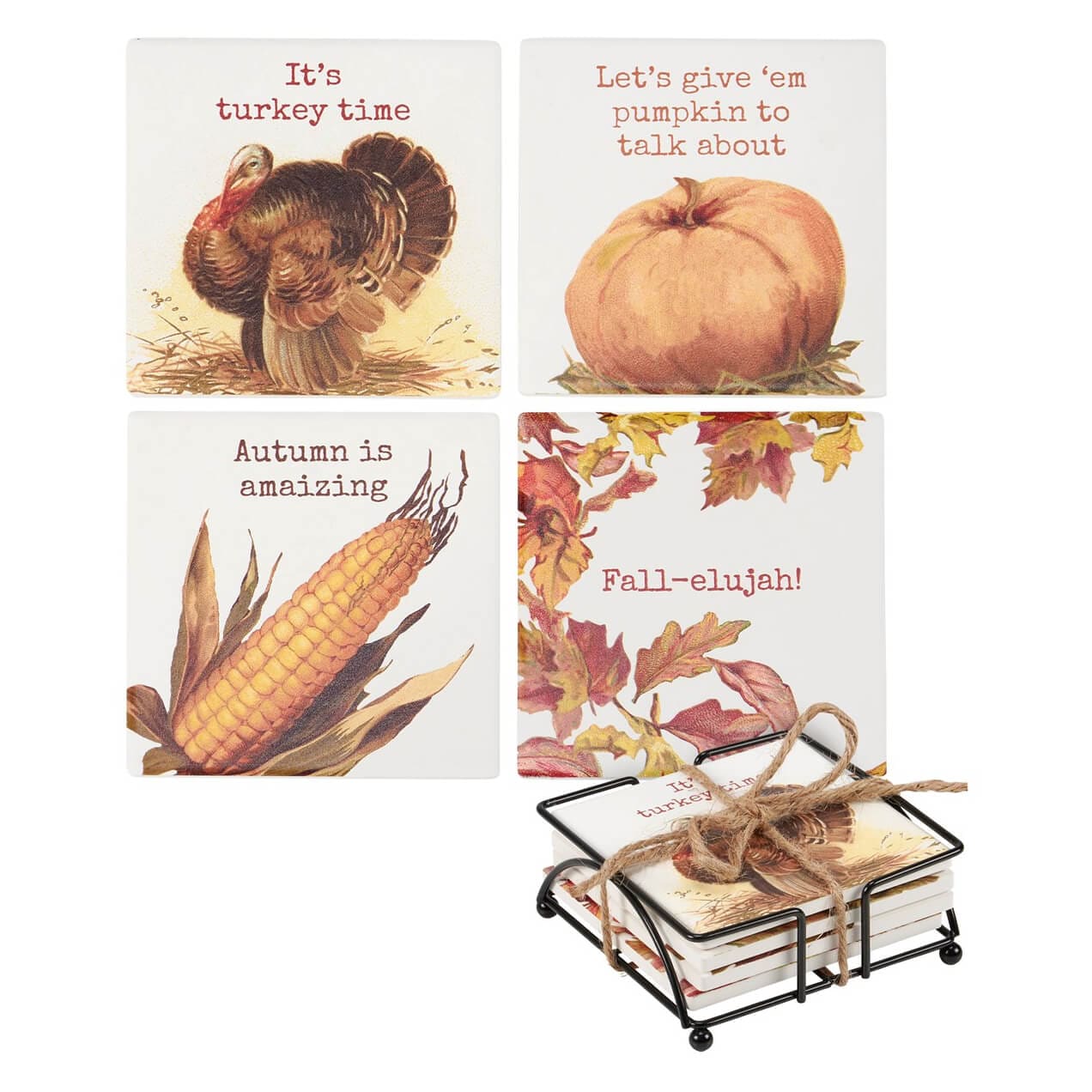 Fall Puns Coaster Set/4 - Thanksgiving