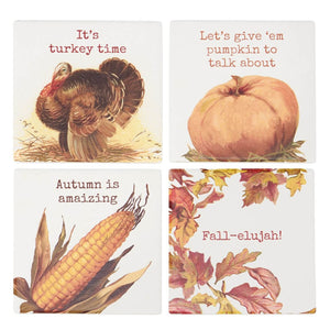Fall Puns Coaster Set/4 - Thanksgiving
