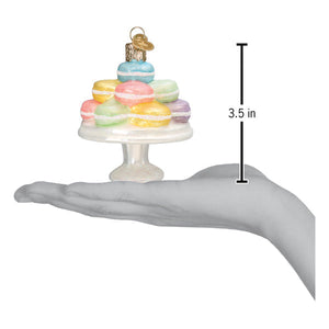 Fancy macarons ornament featuring colorful multi-tiered yellow macaroon ornament with gold clasp figural lighted decor