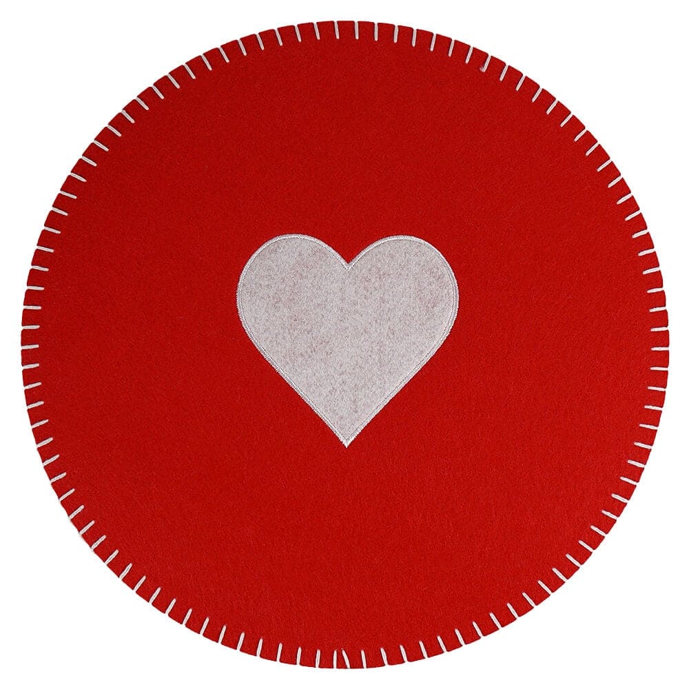 Felt Heart Round Placemats Set/4