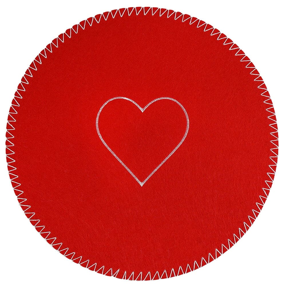 Felt Heart Round Placemats Set/4