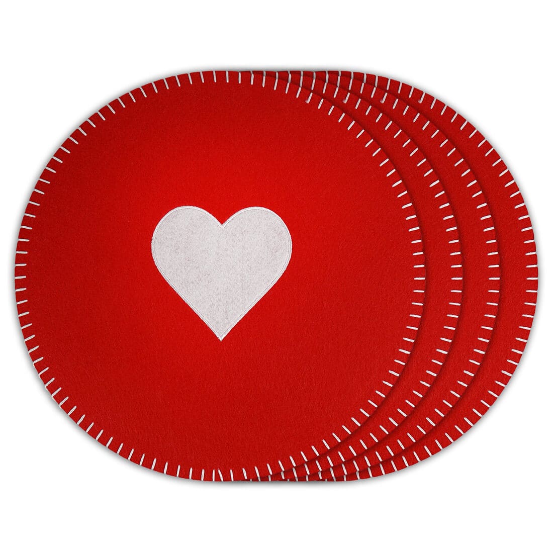 Felt Heart Round Placemats Set/4