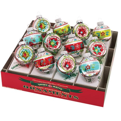 Festive Fete Decorated Rounds & Shapes Ornaments Set/12