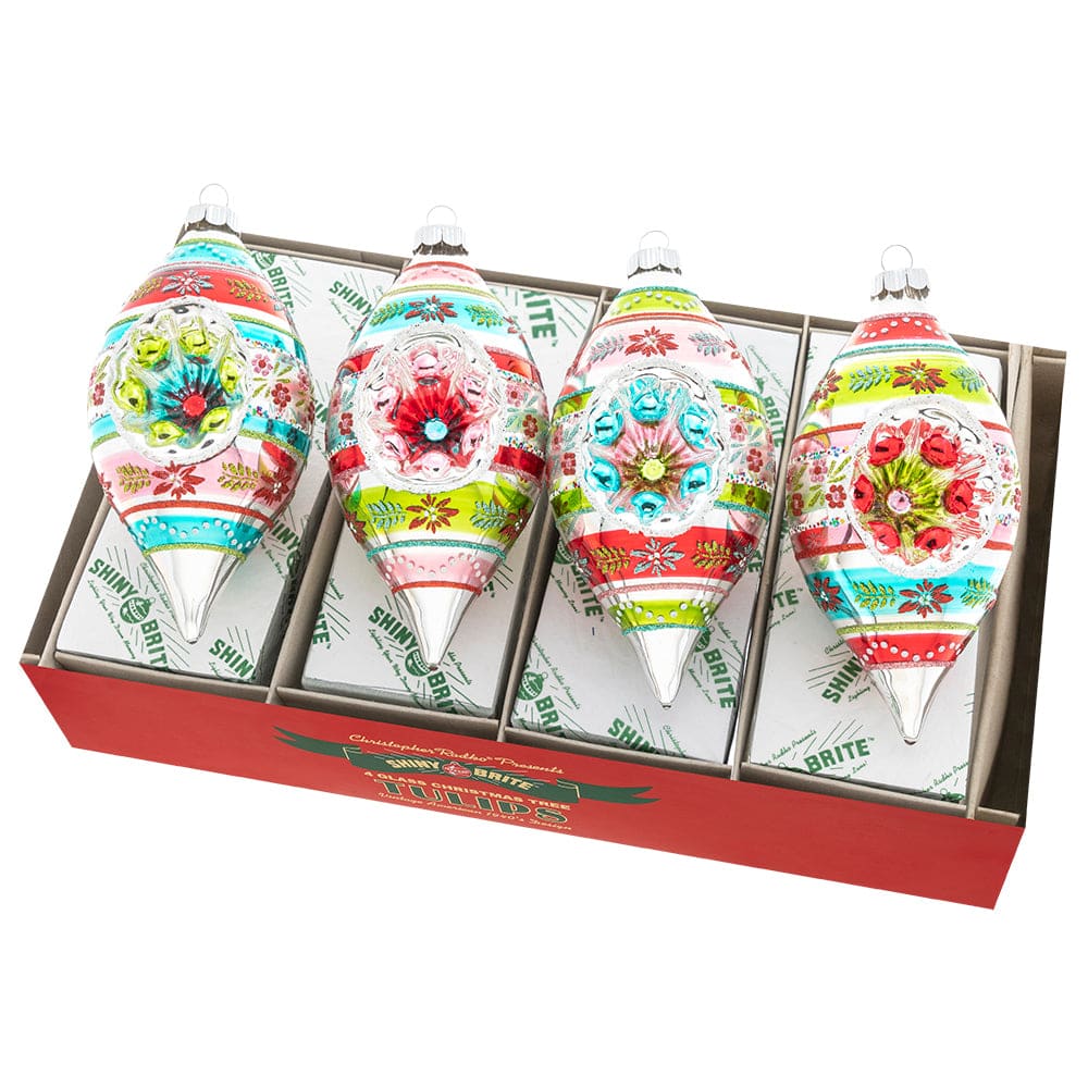 Festive Fete Reflector Tulip Ornaments Set/4