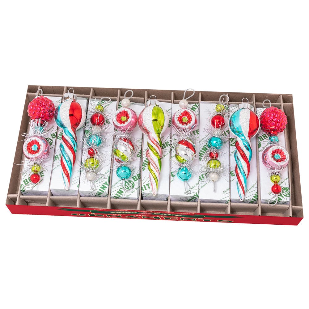 Festive Fete Shape Icicle Ornaments Set/9