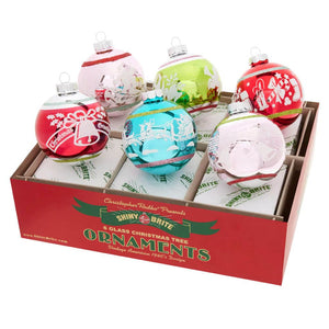 Festive Fete Signature Flocked Round Ornaments Set/6 - Ornaments