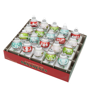 A festive fete signature flocked rounds set of 20 red green and white glass christmas confetti shapes ornaments