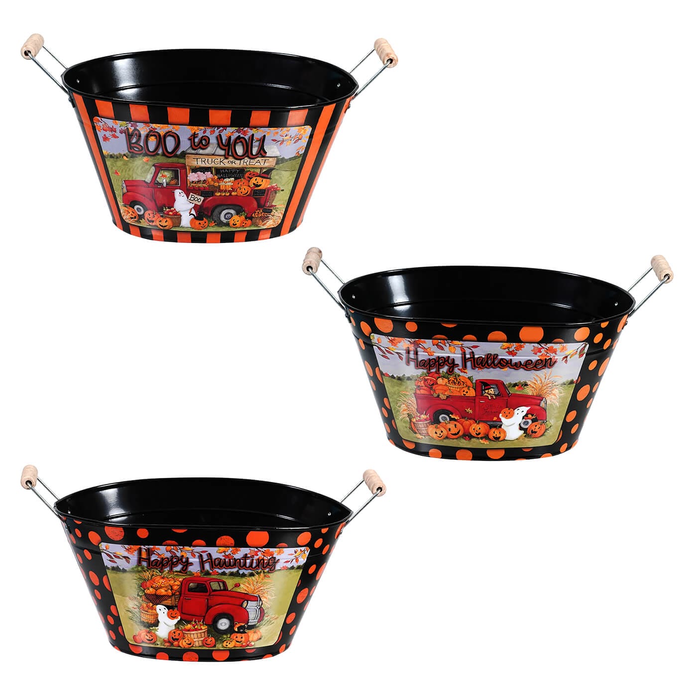 Festive Metal Halloween Buckets Set/3