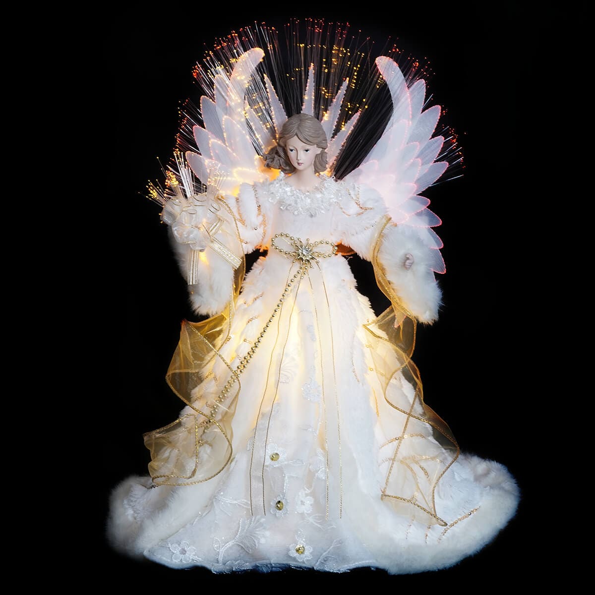 Fiber-Optic Gold and White Angel Treetop