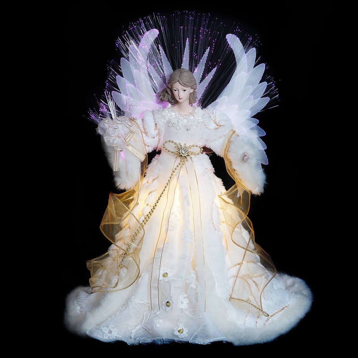 Fiber-Optic Gold and White Angel Treetop