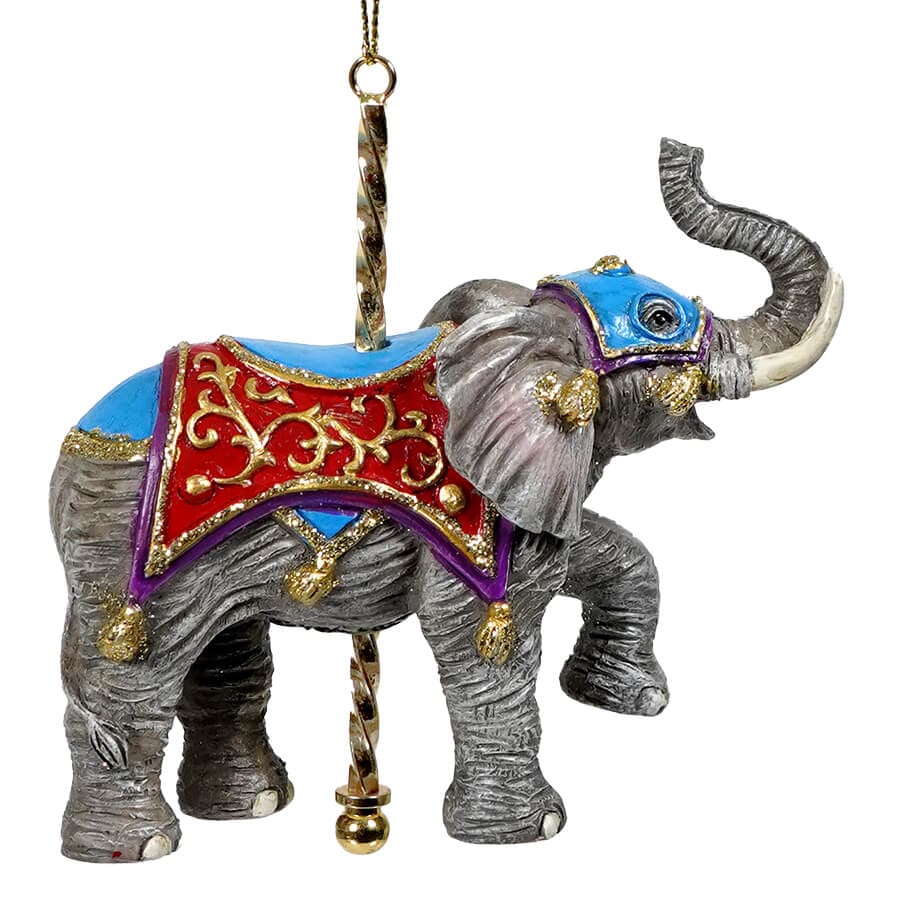 Finely Adorned Carousel Elephant Ornament - Ornaments