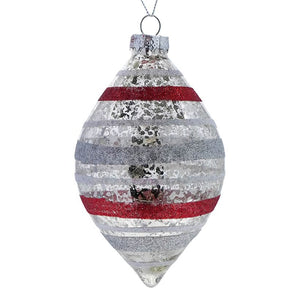 Finial Red & Silver Striped Ornament