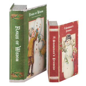 Two decorative vintage-style christmas box sign book boxes by dan dipaolo with snowman designs for decorations & ornaments