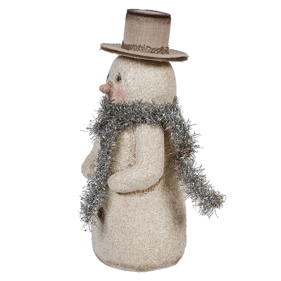 Flat Bottom Glitter Snowman With Scarf - Christmas