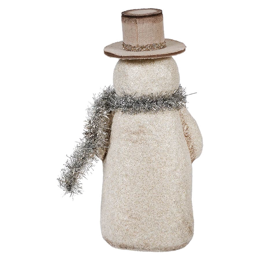 Flat Bottom Glitter Snowman With Scarf - Christmas