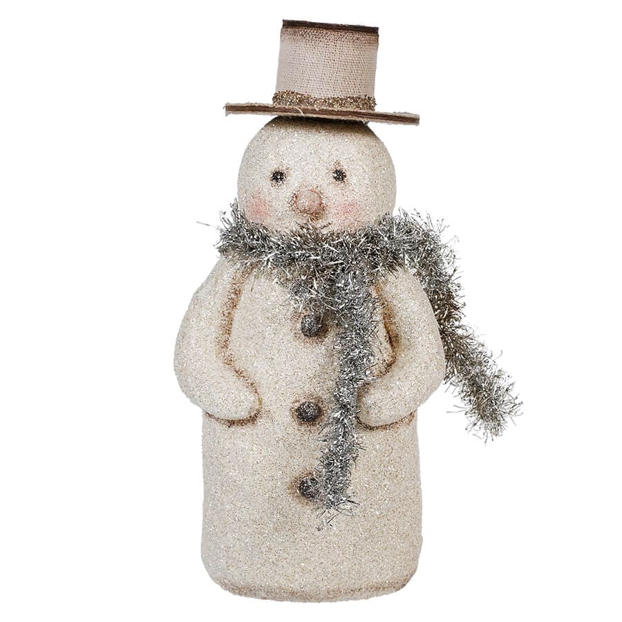 Flat Bottom Glitter Snowman With Scarf - Christmas