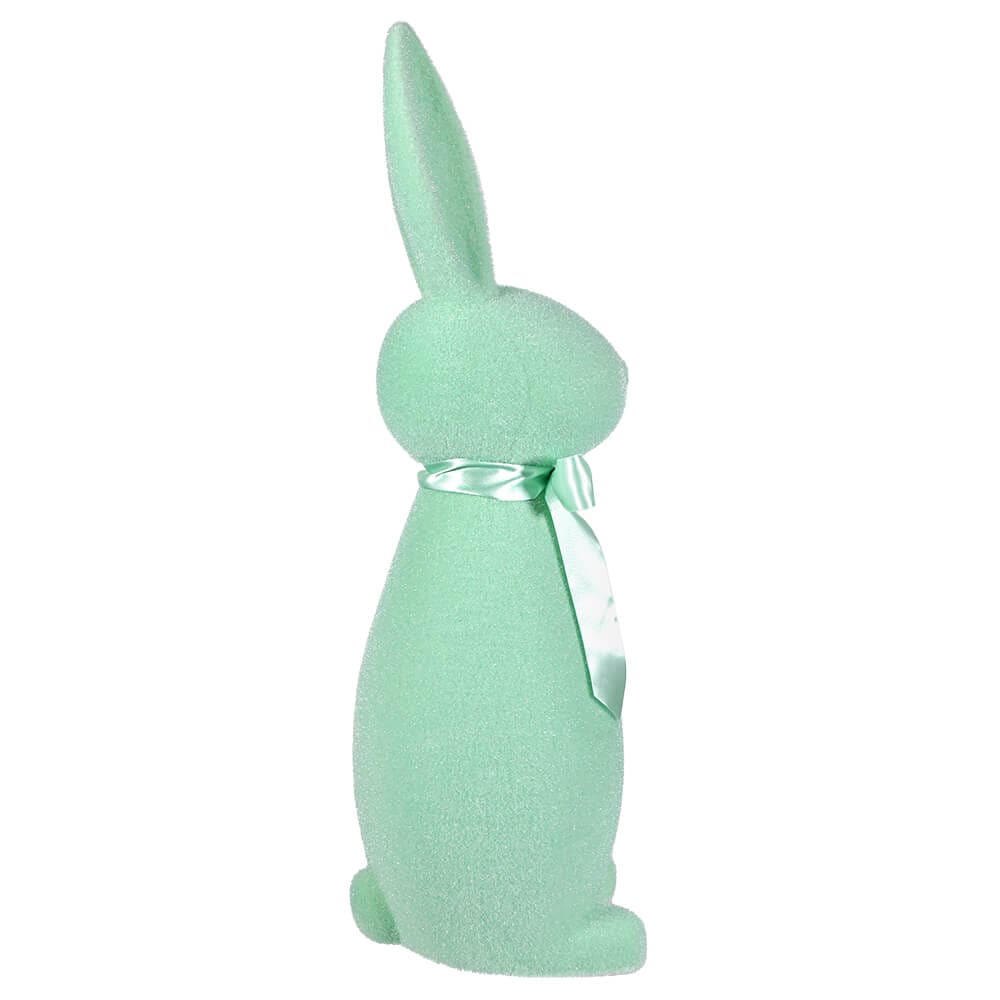 Flocked Aqua Button Nose Bunny