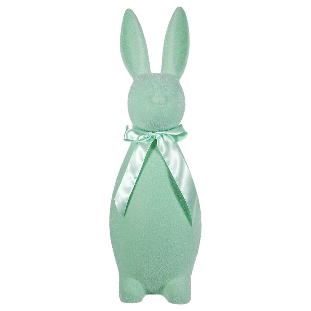 Flocked Aqua Button Nose Bunny