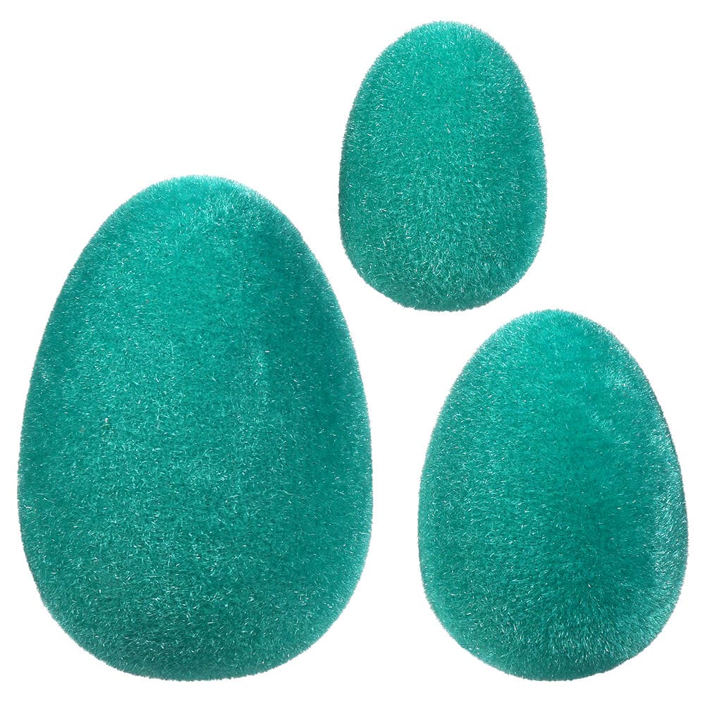 Flocked Aqua Eggs Set/3