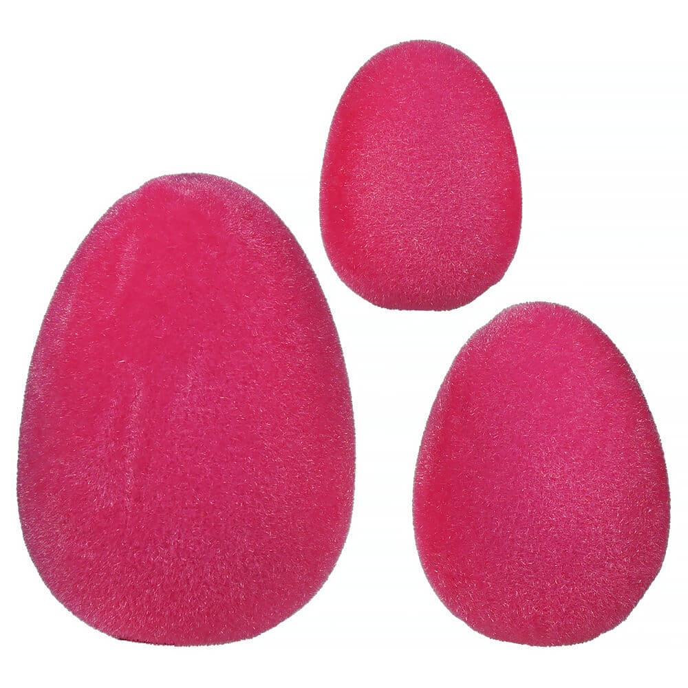 Flocked Hot Pink Eggs Set/3