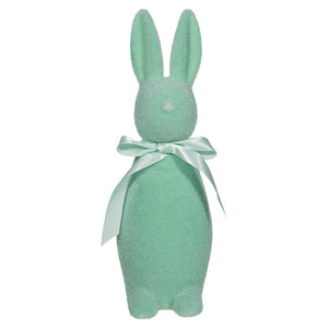 Flocked Pastel Light Green Button Nose Bunny